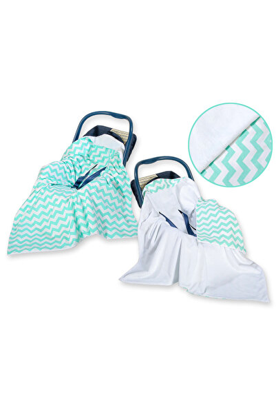 Other Large baby wrap for stroller carrier seat, double-sided - Chevron mint