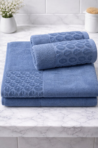 HAMRALİFE Pamuk 4'lü Banyo Havlu Seti /Yumuşak Spa Havlusu/2 Banyo 90x150+ 2 ...