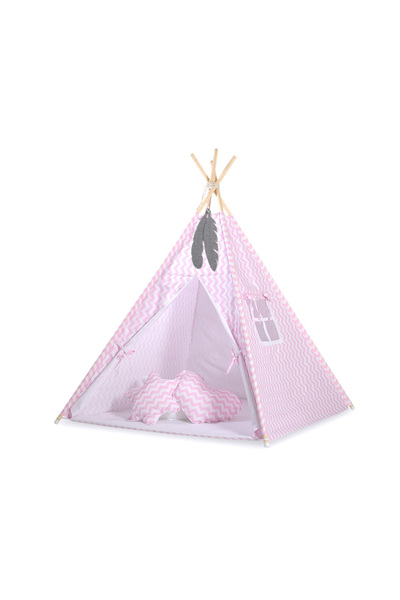 Other Cort tipi pentru copii + saltea + pandantive cu pene - roz chevron