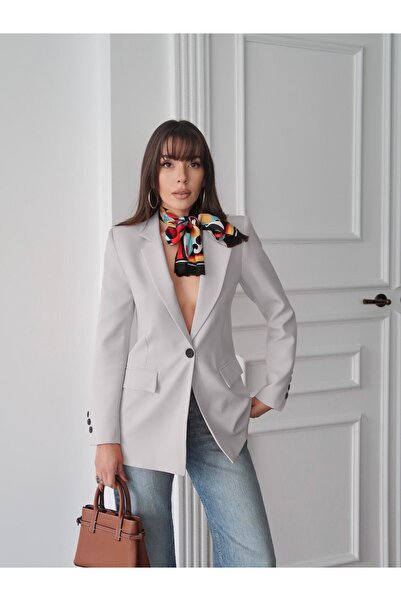 MAXXANA Asymmetrical Cuffed Lined Blazer Jacket