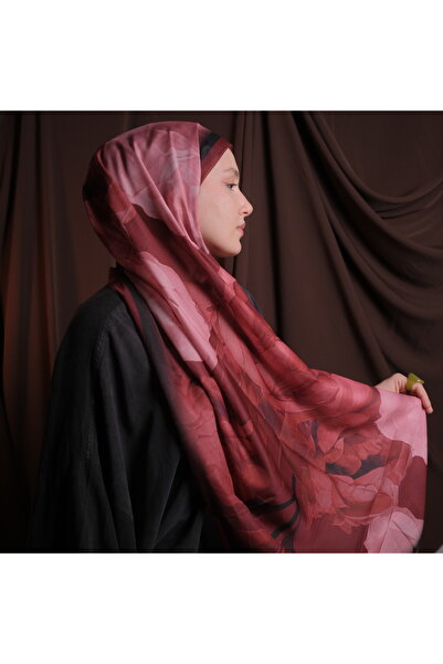Mehru Scarfs شال ناعم بنقشة اللوتس والكرز - ملمس غير قابل للانزلاق - صيفي/شتو...