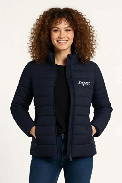 Aymood Micro water-repellent quilted print lined zip-up bomber jacket - navy