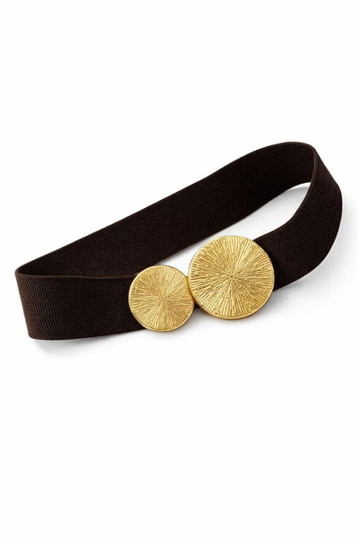 Purple by Banu Brown Double Medallion Buckle Belt