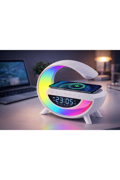 OEM RGB LED Desk Lamp with Digital Clock and Wireless Charging