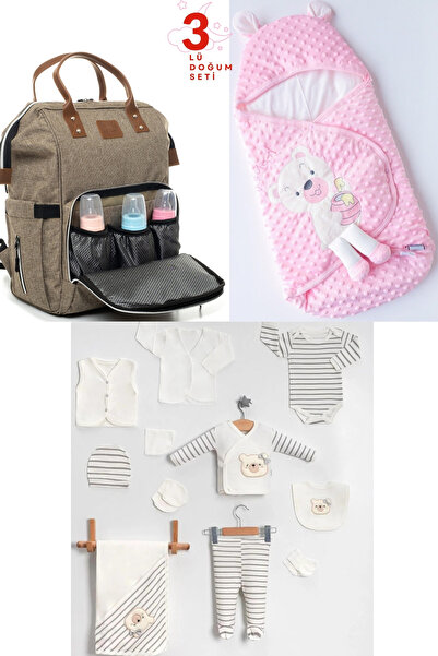 Pimadyo Set of 3 (Baby Care Bag, 10-Piece Hospital Discharge Pack, Swaddle)