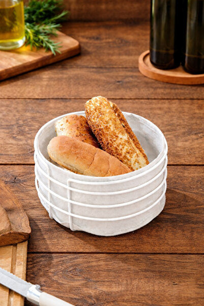 Kitchen Line Aura Round Fabric Bread Basket – Stylish Breakfast & Bread Baske...