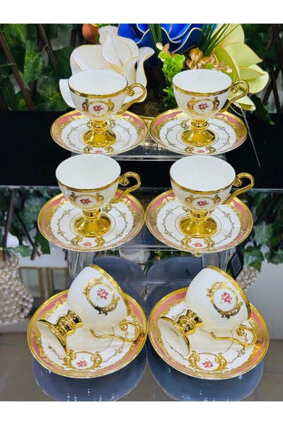 EVRA Acar Porselen 6 Kişilik Luxury Series Kahve Fincan Takımı 08423