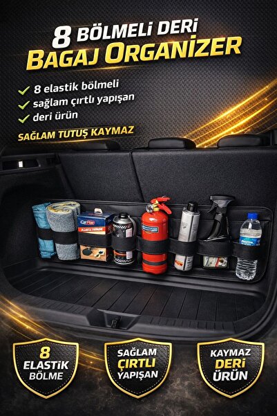 8 Bölmeli Deri Elastik Bagaj Organizer - Kaymaz Cırtlı Taban
