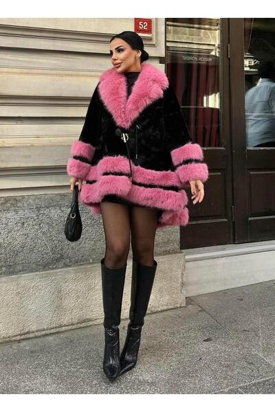 maymagaza Pury İthal Kürk Siyah-Pembe