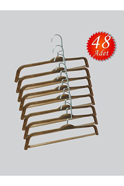 NYN شماعات بناطيل خشبية من BARLI بخطاف نيكل فضي، 48 قطعة