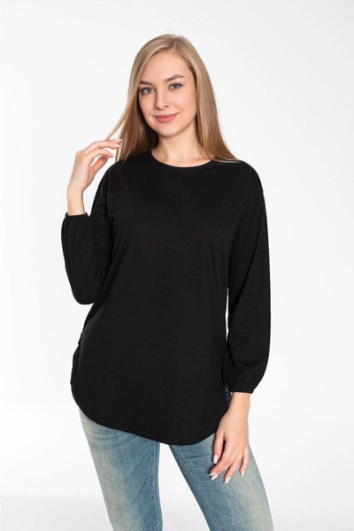 Orly More Women's (Thin) Long Sleeve Elastic Sleeves Slit Blouse