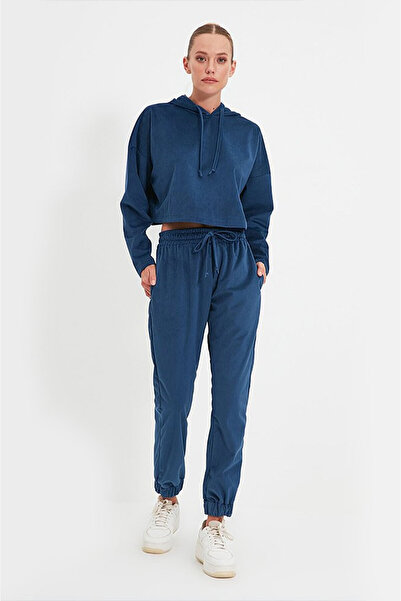 Trendyol Generic Trendyol, High-waisted striped sweatpants, Navy, L