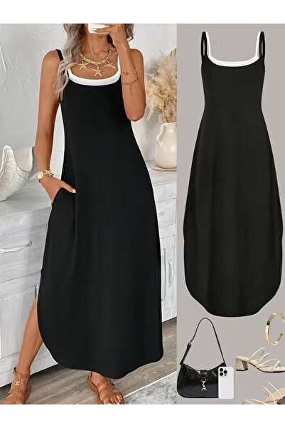 DRESSIFY WOMEN’S FASHION Γυναικείο φόρεμα με στρογγυλή λαιμόκοψη, τσέπες και ...