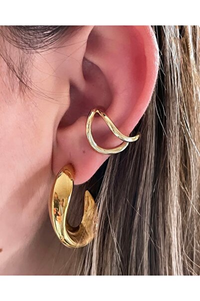 Les Séduisantes c.a. Çoklu Halka Kıkırdak Earcuff Altın Kaplama Küpe VIP