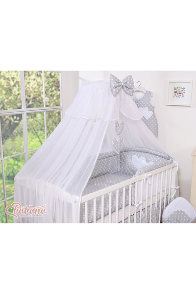 Other Large mosquito net for a baby cot made of white chiffon with hearts and...