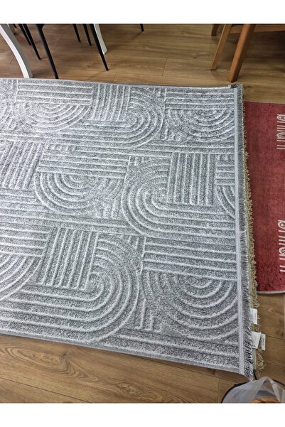 Brillant SU YEŞİLİ GEOMETRİK ÇİZGİLİ Jüt Sisal Görünüm Kaymaz Taban 4M2 Halı