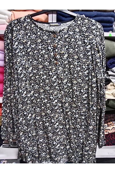 Butik Viskon kumaş çiçekli rahat kalıp bluz