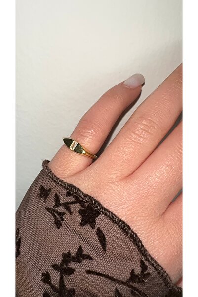 GLARE JEWELRY CO Baget Taşlı Gold Eklem Yüzüğü Ayarlanabilir Paslanmaz Çelik