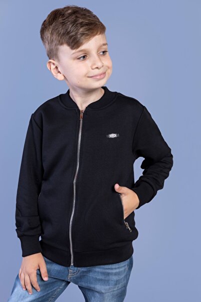 Toontoy Boys' College Collar Zippered Pocket Printed Knitted Cardigan - 2 Yar...