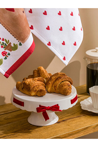 LC Waikiki Renkli̇mağazadan Lcw Home White Bowknot Appearance Ceramic Cake St...