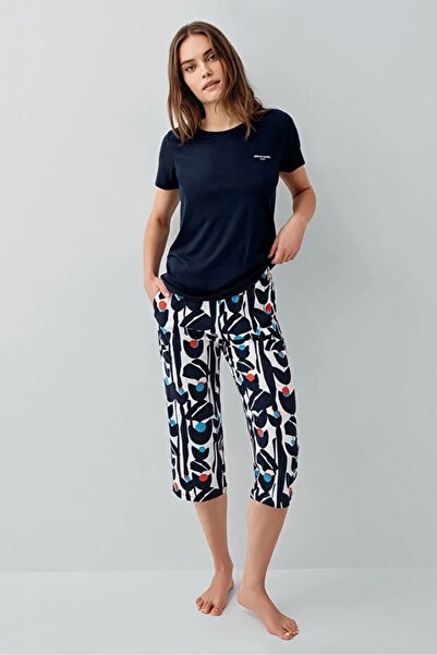 YUYİ P L E R R E C a R D L N Modal Cotton Crewneck Short Sleeve Women's Pajam...