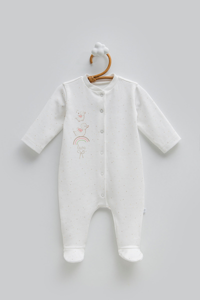 Caramell 100% Cotton Baby Girl Romper with Booties - Interlock Romper with Ra...