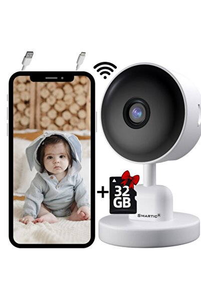 SMARTIC Baby Monitor, WiFi, FHD, Night Vision, Aplicatie telefon, 2.4G,