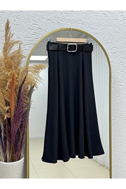 BENAHOLL Dream Belted Skirt with Stitching Detail-As3049 Black