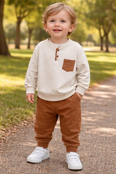 Yağmur Giyim Necix's Pocketed Boy's Suit Ecru 6-24 Months 233425