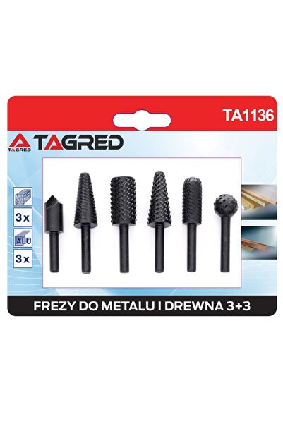 Tagred Professional Комплект от 6 HSS двуосни фрези, Tagred TA1136, за дърво ...