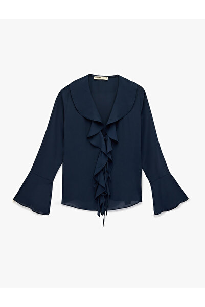 Koton بلوزة شيفون بحرية نسائية