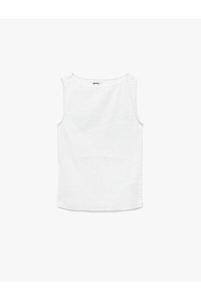 Koton Cotton Slim Fit Sleeveless Boat Neck Blouse