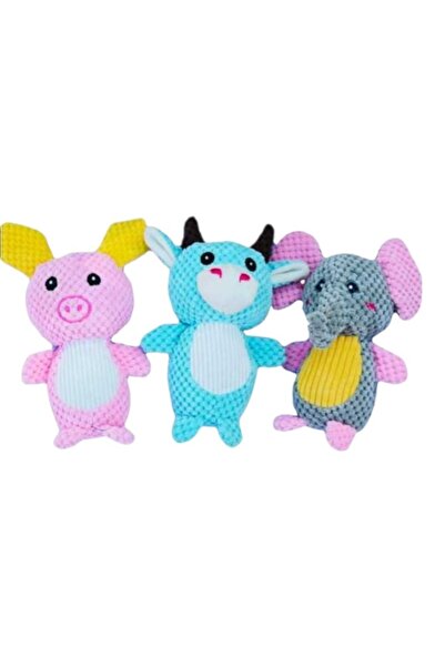FOXMAG24 Set de 3 jucării de pluș pentru câini, diverse animale