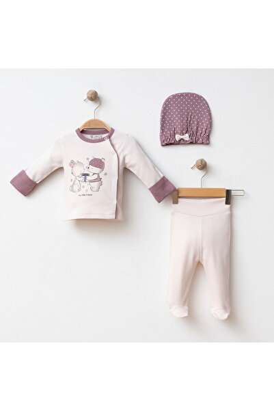 Gümüş Baby Kids طقم أطفال مكون من 3 قطع مصنوع من قماش قطني 100% مع قفازات وأح...