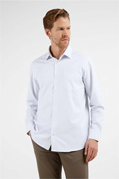 İmza White Self-Patterned Hard Collar Long Sleeve Pocketed Comfort Fit Cotton...