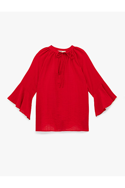Koton Women'S Red Ruffled Blouse