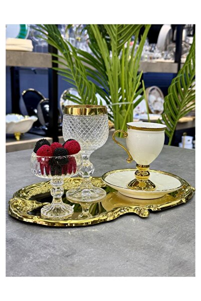 Doğudeko Lvn Lüx 6-Piece Glass Crystal Turkish Delight Serving Bowl with Stand