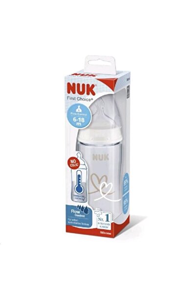 Nuk Biberon cu indicator de temperatura, Nuk, 300 ml, Compatibil cu produsele...