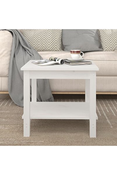 Concept Masă de cafea, albă, 50x50x45 cm, lemn masiv de pin