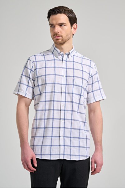 İmza Cămașă clasică din bumbac, cu mâneci scurte, cu model în carouri, cu buz...