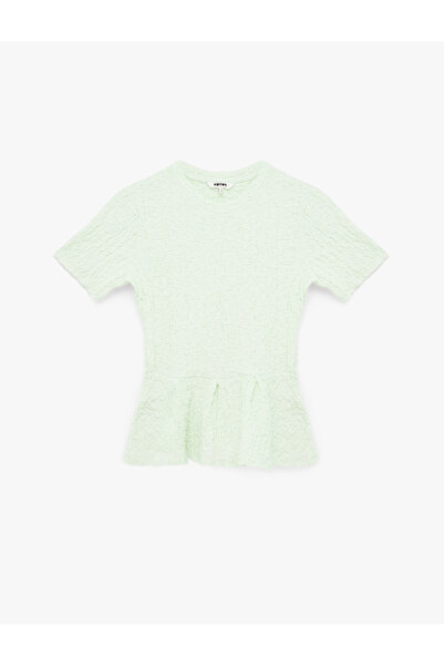 Koton Women'S Green Textured Peplum Blouse