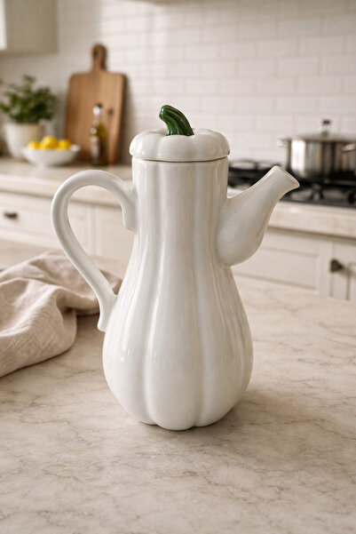 YzHome Ceramic Vacuum Lid Pumpkin Oil Pot Oil Dispenser Vinegar Dispenser 1 L...