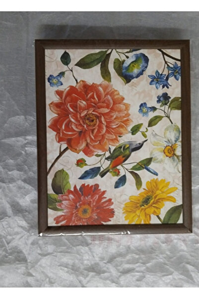 esdekor Coffee Edge Back Open Coffee Red Flower Bird Patterned Enjoyment Tray...