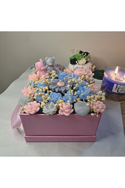 MODAVİEWS Kutulu mum aranjmanı kişiye özel renk tasarlanabilir