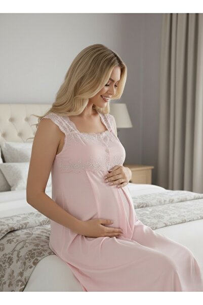 Lohusa Homewear New Season Powder Buttoned Summer Stylish Lace Detailed 100% ...