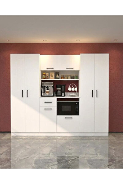 Moonlife Novella 8 Kapak Tek Çekmeceli Dolaplı Kahve Köşesi Beyaz