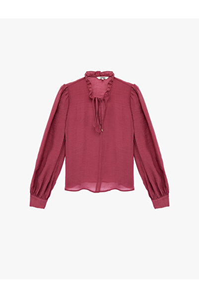 Koton Women'S Dusty Rose Ruffled Neck Blouse