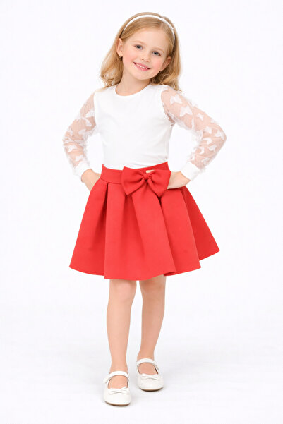 Nacar 23 Nisan 29 Ekim Gösteri Kıyafeti Zarif Tül Detaylı Kız Çocuk Takımı