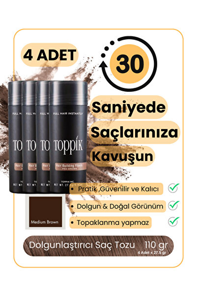 Topik Ms 4'lü AVANTAJ PAKETİ - Saç Fiberi Dolgunlaştırıcı Toz & Seyrek Saç Ka...