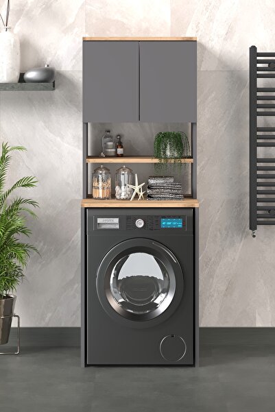 Fly Mobilya Eva Çamaşır Makinesi Dolabı Antrasit, Çok Amaçlı Dolap